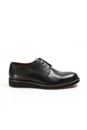 Men's Black Leather Derby Shoes with Sleek Design - Wessi