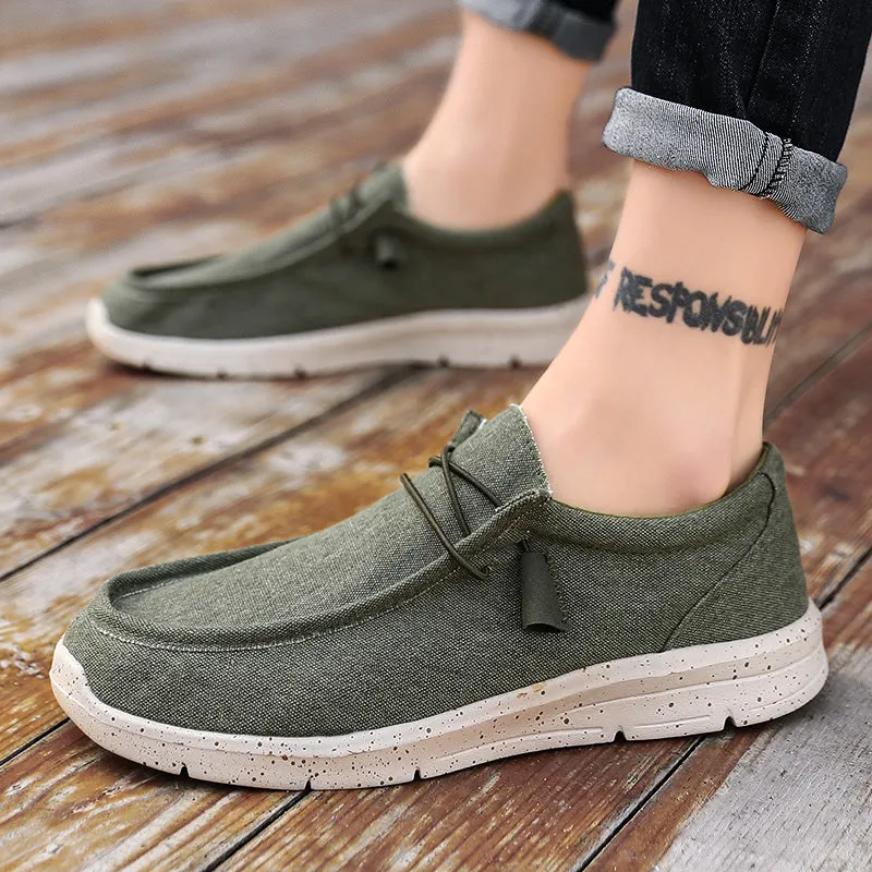 Men's Canvas Breathable Loafers Outdoor Light Walking Shoes