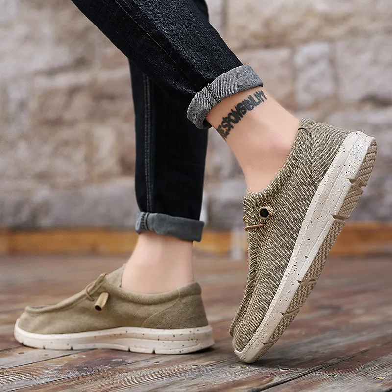 Men's Canvas Breathable Loafers Outdoor Light Walking Shoes