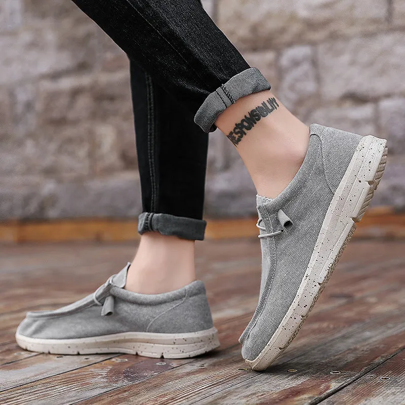 Men's Canvas Breathable Loafers Outdoor Light Walking Shoes