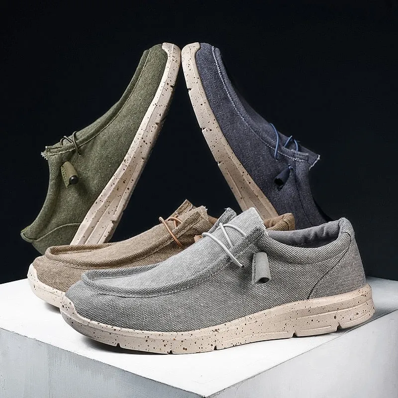 Men's Canvas Breathable Loafers Outdoor Light Walking Shoes