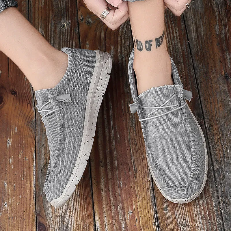 Men's Canvas Breathable Loafers Outdoor Light Walking Shoes