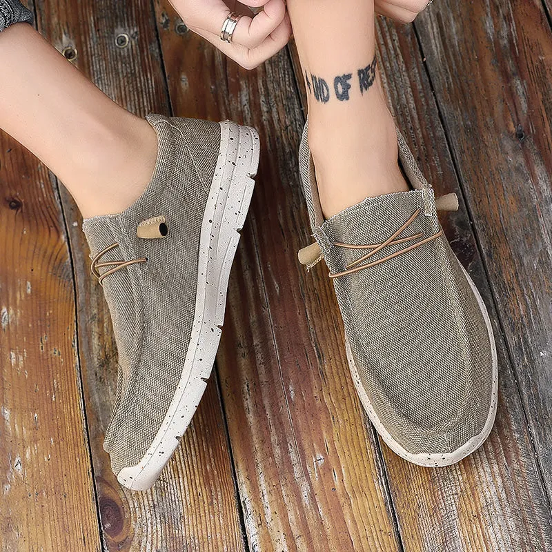 Men's Canvas Breathable Loafers Outdoor Light Walking Shoes