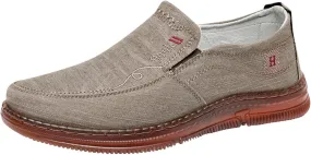 Men's Canvas Loafers Casual Slip-on Shoes Sneakers Loafers Comfort Walking Shoes Fashion Driving Shoes Stretch Shoes for Male Business Work Office Boat Shoes