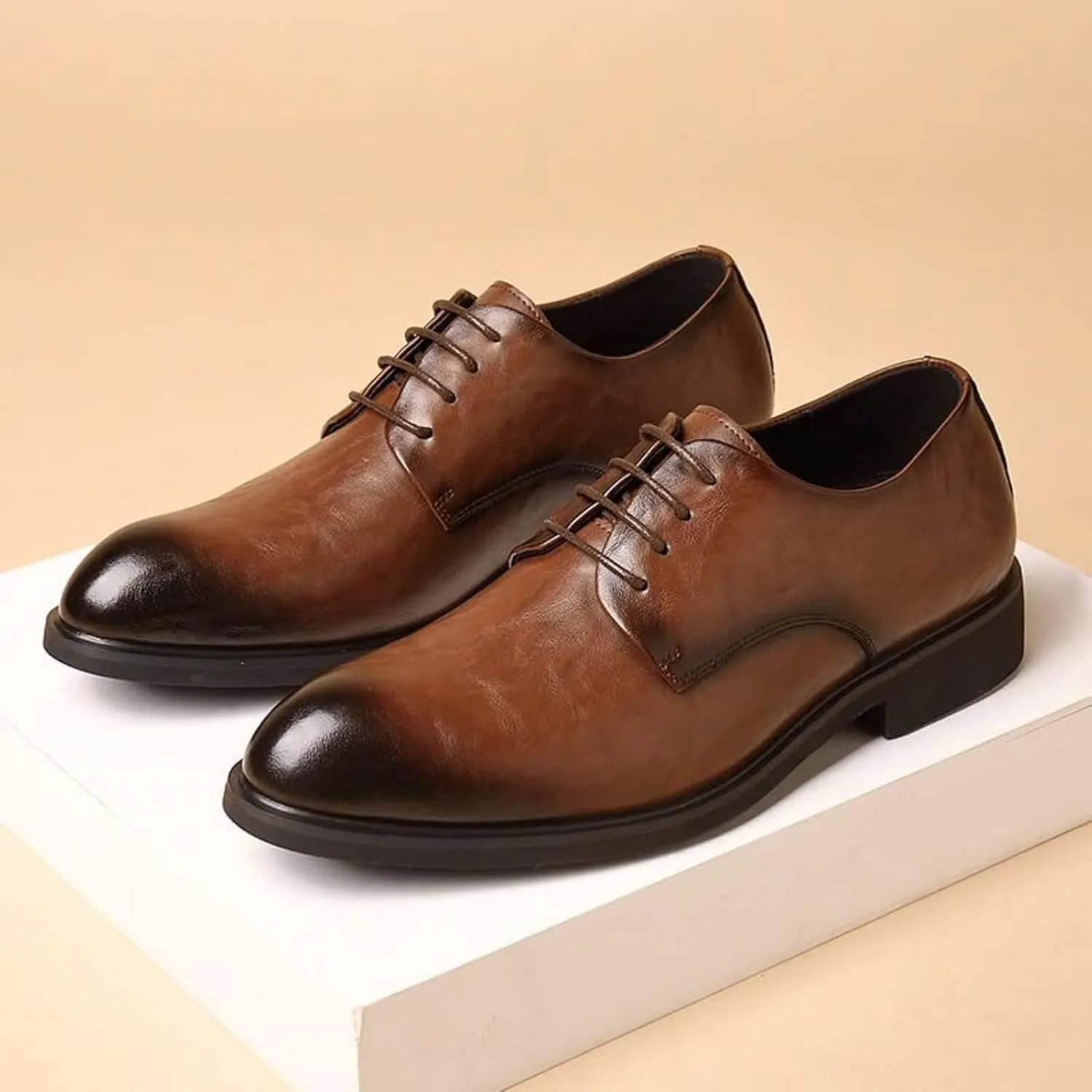 Men's Casual Dress Oxfords Shoes Business Formal Casual Business Oxford Leather Shoes Men's Classic Lace Up Oxfords Dress Shoes Faux Patent Leather