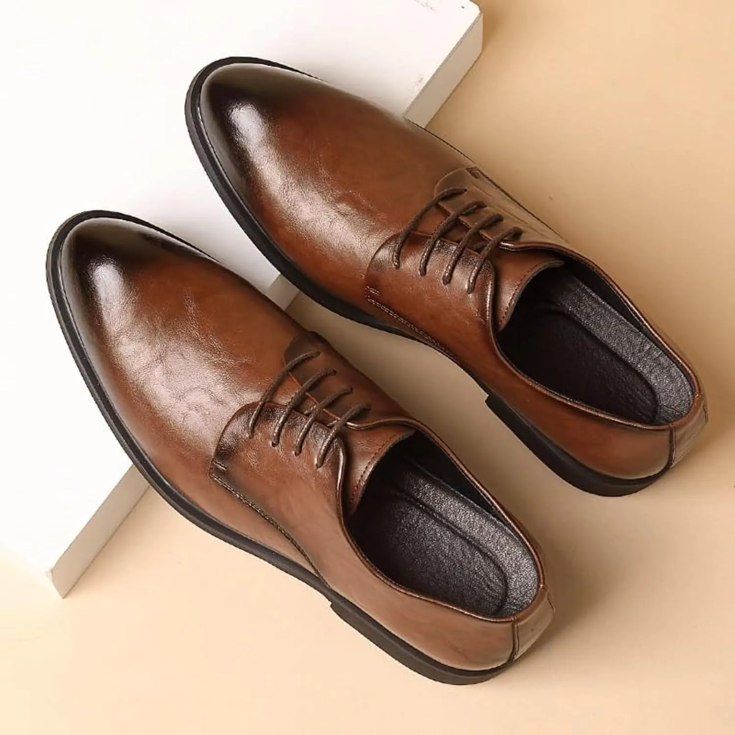 Men's Casual Dress Oxfords Shoes Business Formal Casual Business Oxford Leather Shoes Men's Classic Lace Up Oxfords Dress Shoes Faux Patent Leather
