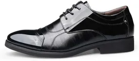 Men's Dress Shoes Faux Patent Leather Oxford Dress Shoes Fashion Printed Lace-Up Pointed-Toe Oxfords Shoes Faux Patent Leather Tuxedo New