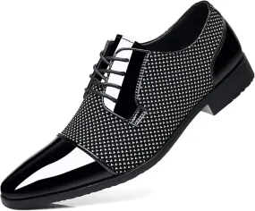 Men's Dress Shoes Patent Leather Oxfords Classic Lace-up Formal Tuxedo Shoes Business Wedding Derby Shoes Cap Toe Fashion