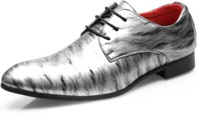 Mens Fashion Patent Leather Oxfords Shoes Comfortable Cap Toe Business Casual Lace Up Derby Shoes Formal Leather Dress Shoes for Wedding Work Office