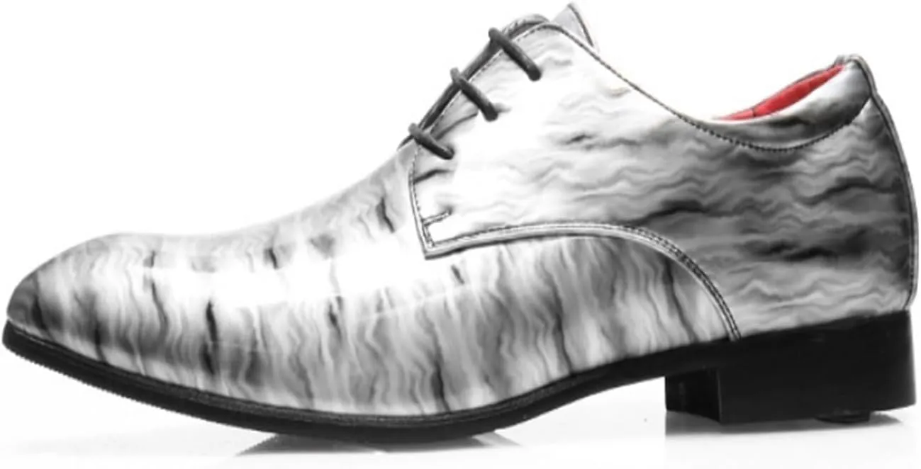 Mens Fashion Patent Leather Oxfords Shoes Comfortable Cap Toe Business Casual Lace Up Derby Shoes Formal Leather Dress Shoes for Wedding Work Office