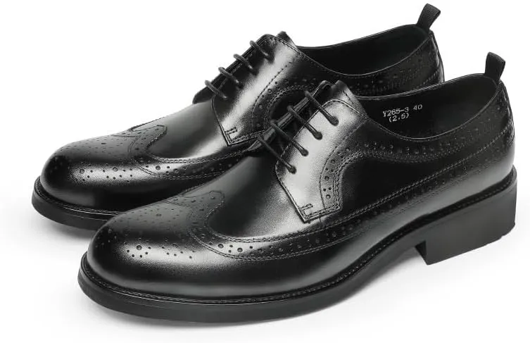 Men's Flexural Leather Fashion Dress Shoes Breathable Leather Wingtip Brogue Oxfords Shoes Non Slip Platform Casual Business Lace Up Print Formal Derby Shoes
