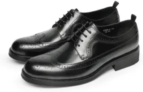 Men's Flexural Leather Fashion Dress Shoes Breathable Leather Wingtip Brogue Oxfords Shoes Non Slip Platform Casual Business Lace Up Print Formal Derby Shoes