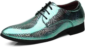 Mens Oxfords Leather Dress Shoes Men's Polishing Patent Leather Chunky Platform Low Heels Comfortable Anti-Slip Pointed Toe Causal Shoes