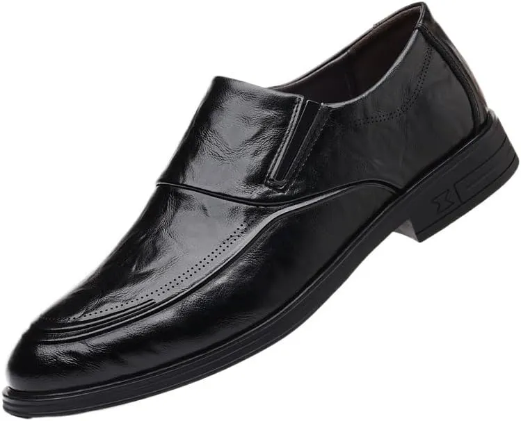 Men's Patent Leather Business Derby Shoes Casual Retro Oxford Shoes Slip on Loafer Formal Comfortable Dress Shoes
