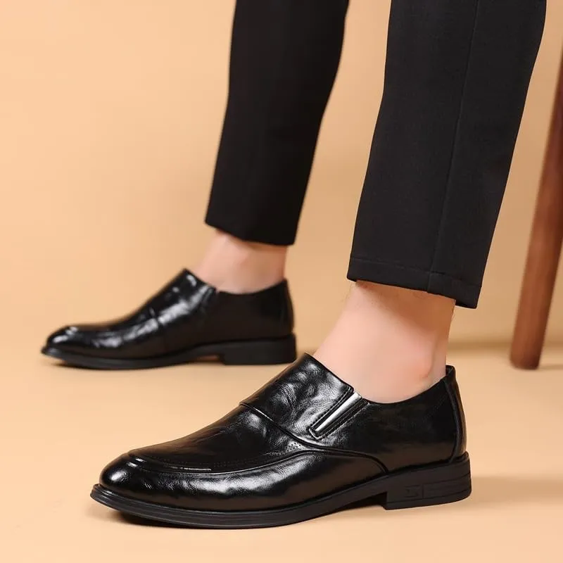 Men's Patent Leather Business Derby Shoes Casual Retro Oxford Shoes Slip on Loafer Formal Comfortable Dress Shoes