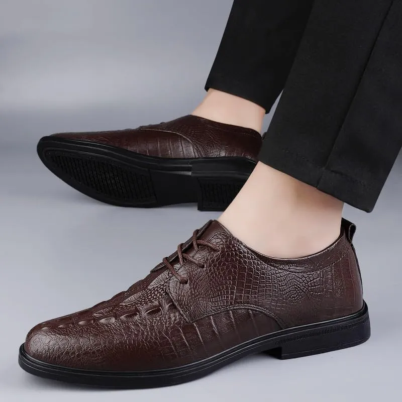 Men's Pointed Toe Patent Leather Oxford Shoes - Stylish Lace-Up Dress Shoes for Weddings, Business, and Casual Wear