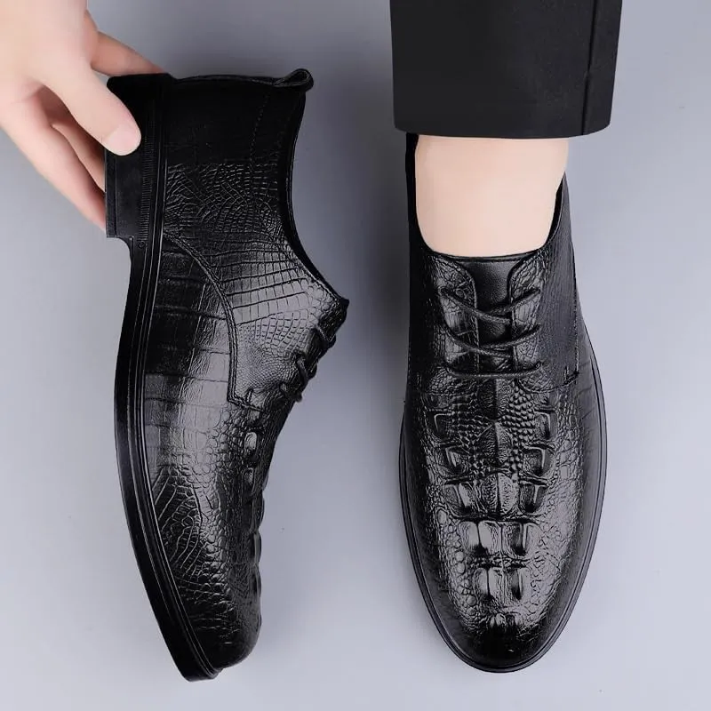 Men's Pointed Toe Patent Leather Oxford Shoes - Stylish Lace-Up Dress Shoes for Weddings, Business, and Casual Wear