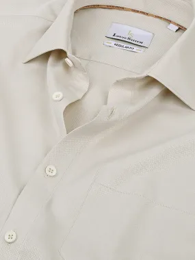 Men's Textured Beige Full Sleeves Regular Fit Formal Shirt