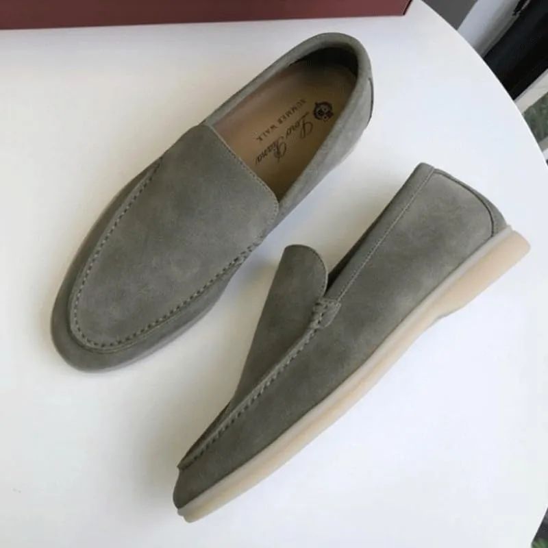 Men's Trendy Solid Slip On Loafer Shoes Slip-Ons Round Toe Low Top Non-Slip Casual Dress Shoes