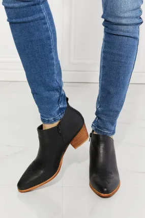 MMShoes PU Leather Embroidered Black Cowboy Booties