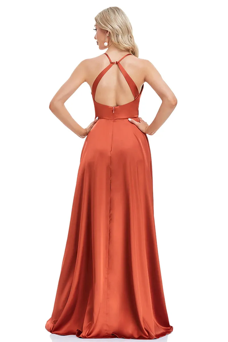 Mythical Romance Backless Trendy Satin Maxi Dress