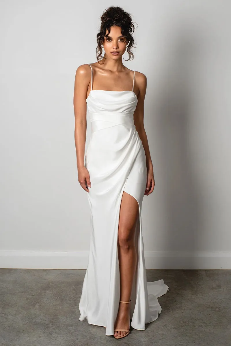 Now and Always Trendy Satin Wedding Dress