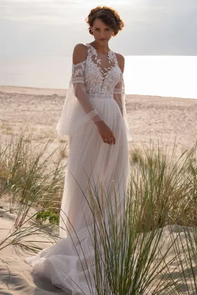 Olena Long-Sleeve Lace Trendy Applique Wedding Dress