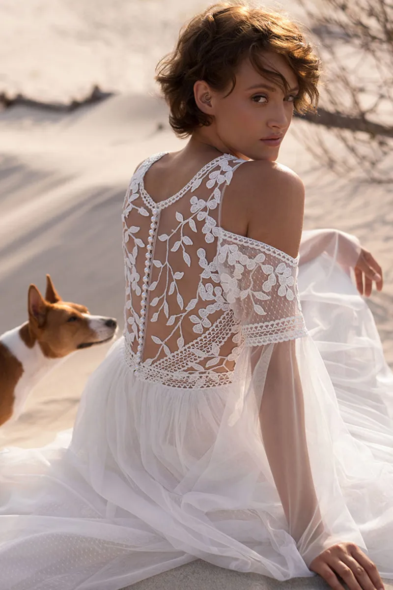 Olena Long-Sleeve Lace Trendy Applique Wedding Dress