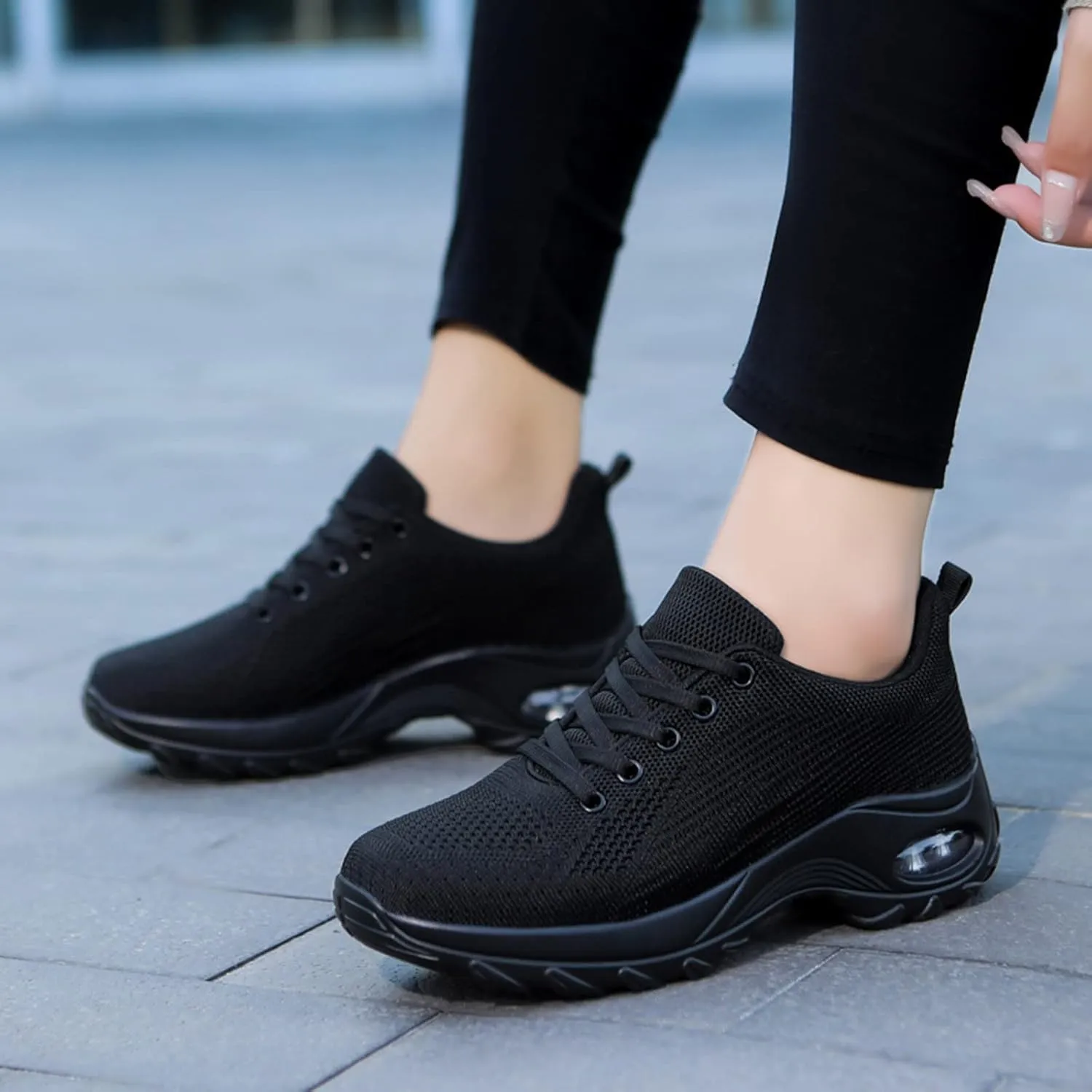 Orthopedic Sneakers for Women Mesh Breathable Air-Cushion Walking Running Shoes Comfortable Tennis Shoes Non Slip Lightweight Casual Womens Sneakers with Arch Support