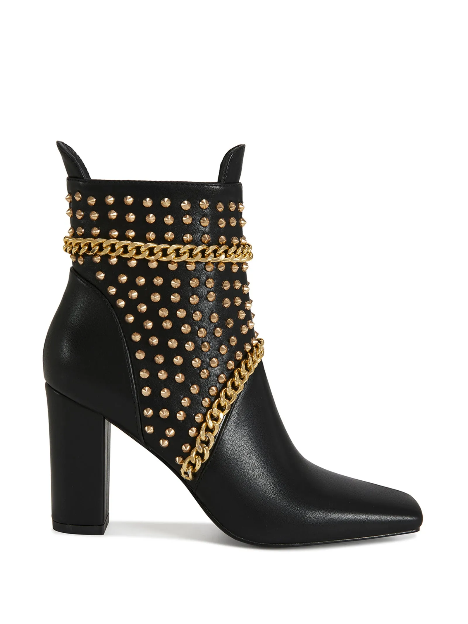 PANCHO-BLACK STUDDED CHUNKY HEELED BOOTIE