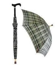 Plaid Umbrella Derby Adjustable Walking Cane w/ Auto Spring