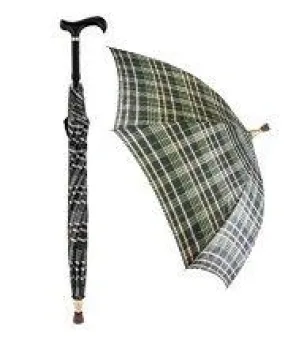 Plaid Umbrella Derby Adjustable Walking Cane w/ Auto Spring