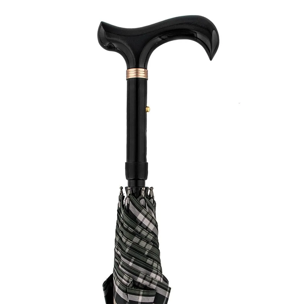 Plaid Umbrella Derby Adjustable Walking Cane w/ Auto Spring