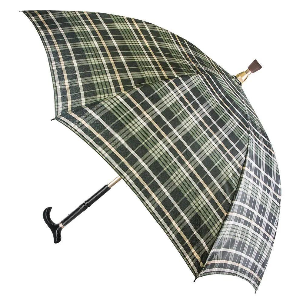 Plaid Umbrella Derby Adjustable Walking Cane w/ Auto Spring