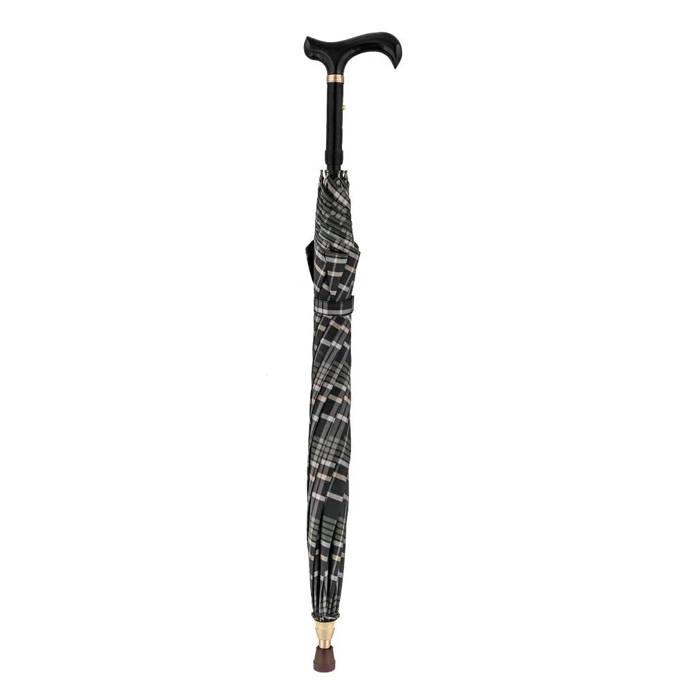 Plaid Umbrella Derby Adjustable Walking Cane w/ Auto Spring