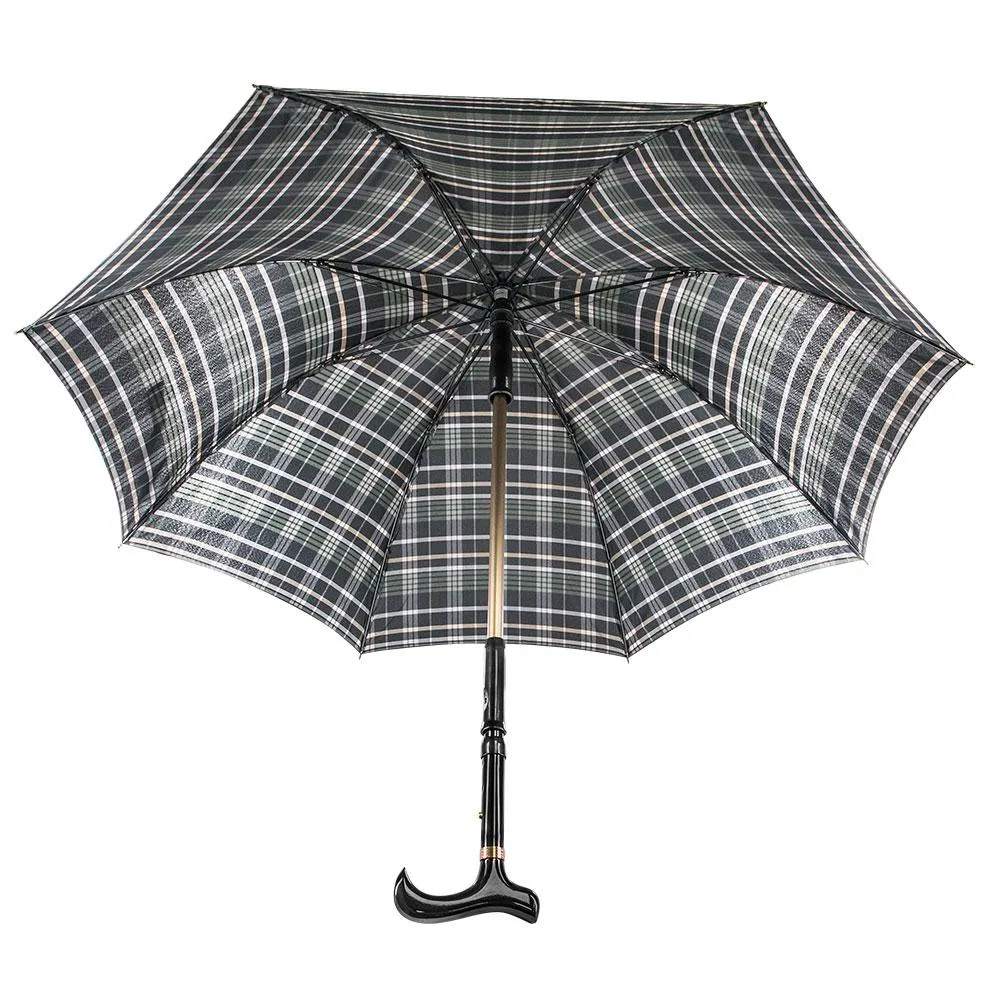 Plaid Umbrella Derby Adjustable Walking Cane w/ Auto Spring