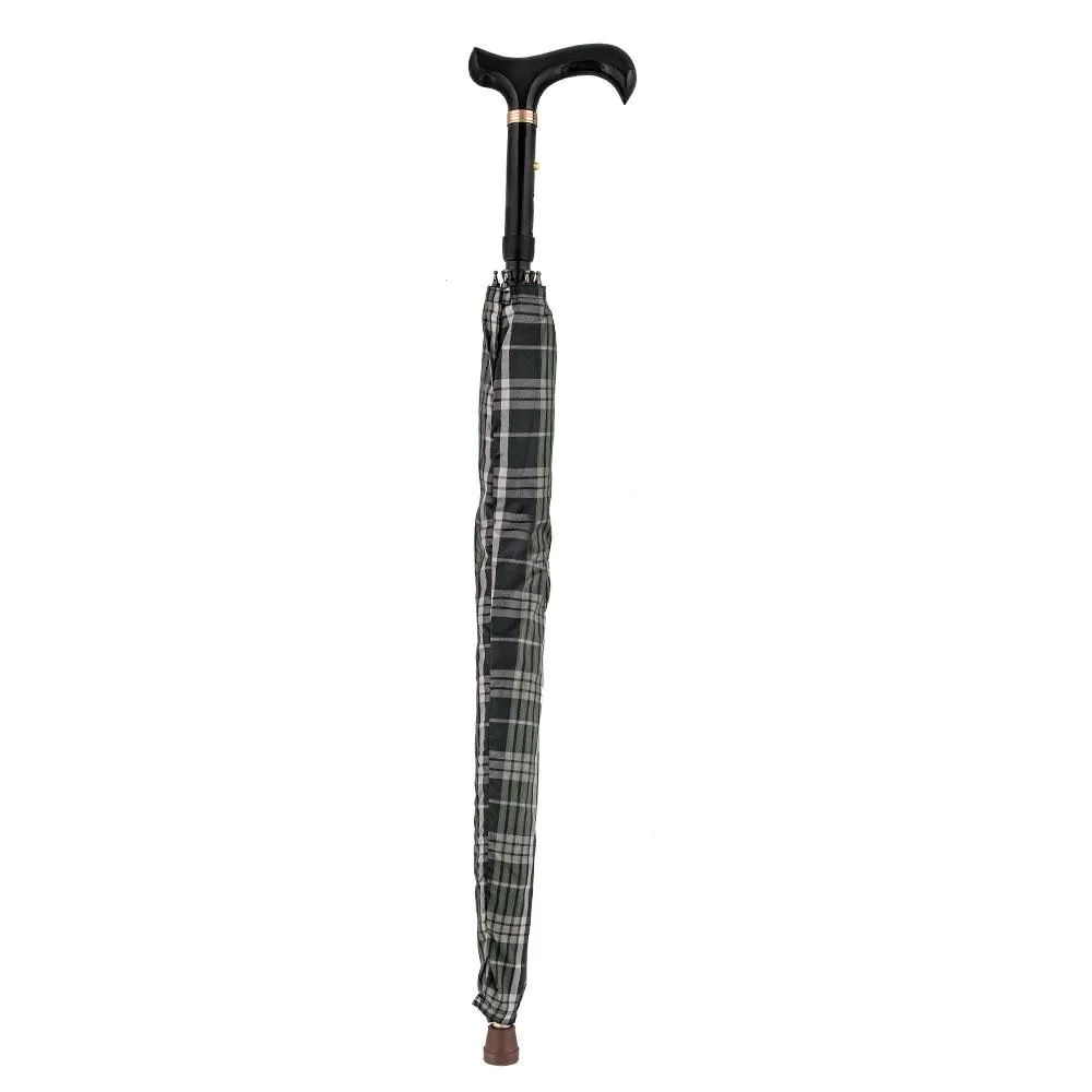 Plaid Umbrella Derby Adjustable Walking Cane w/ Auto Spring
