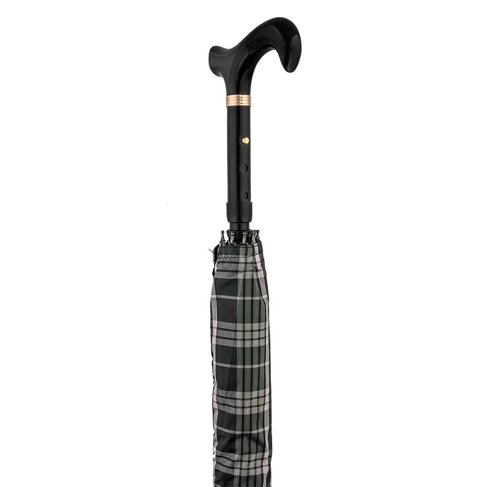 Plaid Umbrella Derby Adjustable Walking Cane w/ Auto Spring