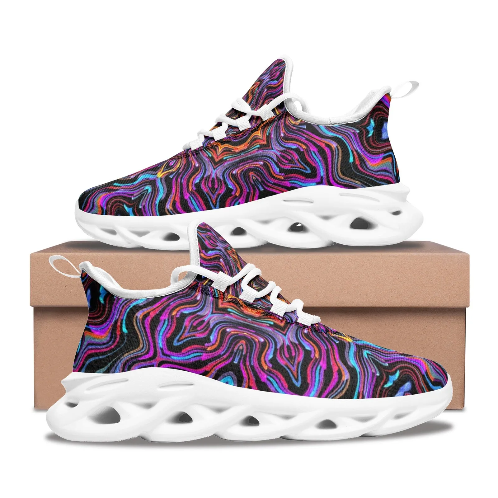 Psychedelic Fusion 1 Unisex Bounce Mesh Knit Sneakers