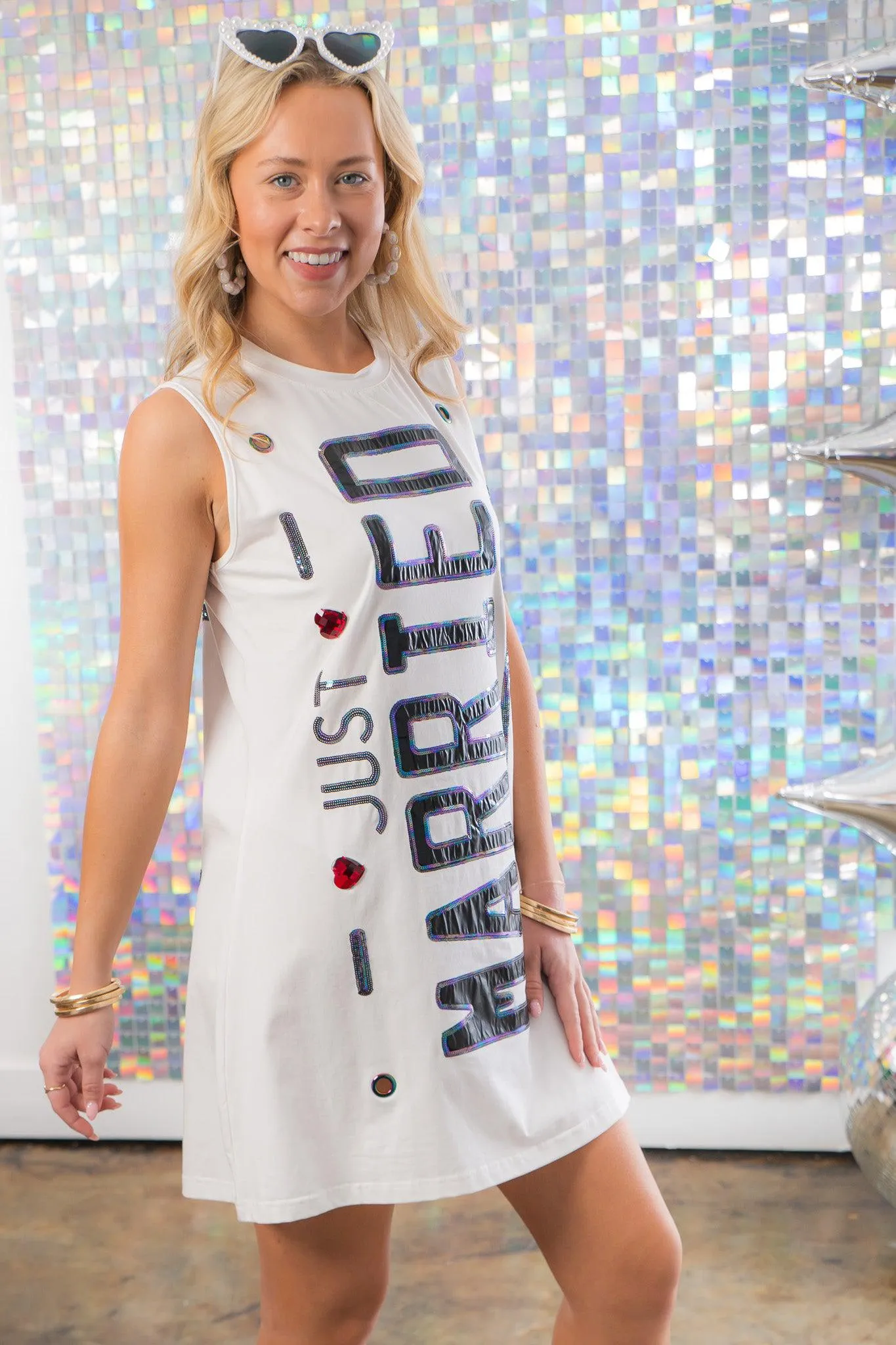 Queen of Sparkles White Just Married Tank Dress