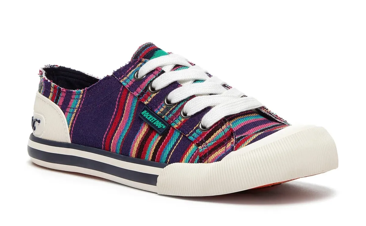 Rocket Dog Womens Jazzin Cotton Trainers - Purple Aloe Stripe