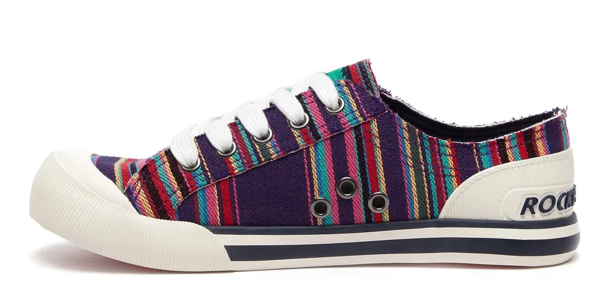 Rocket Dog Womens Jazzin Cotton Trainers - Purple Aloe Stripe