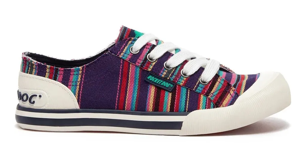 Rocket Dog Womens Jazzin Cotton Trainers - Purple Aloe Stripe
