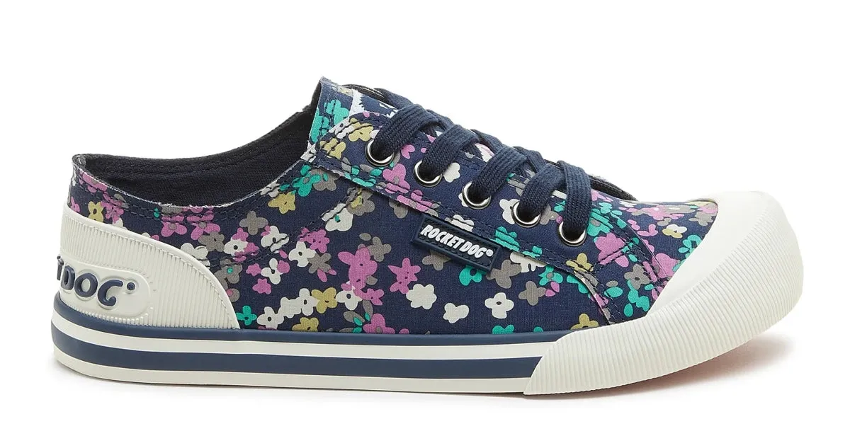 Rocket Dog Womens Jazzin Recycled Cotton Trainers - Navy Floral