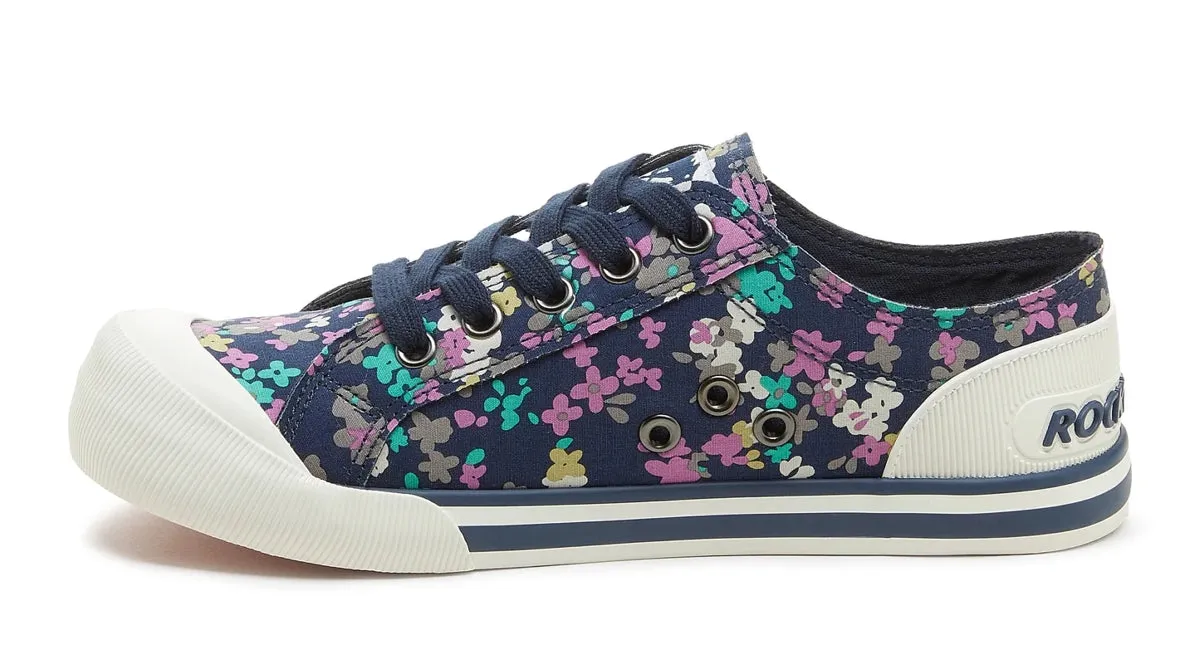 Rocket Dog Womens Jazzin Recycled Cotton Trainers - Navy Floral