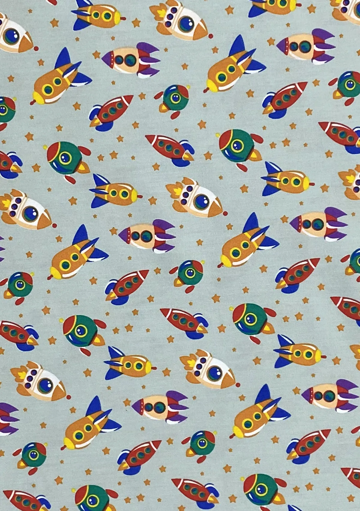 Rockets Spaceships Cotton Print Fabric Space Theme 45" Wide 100% Craft Poplin Dress Material D#141 - Glacier