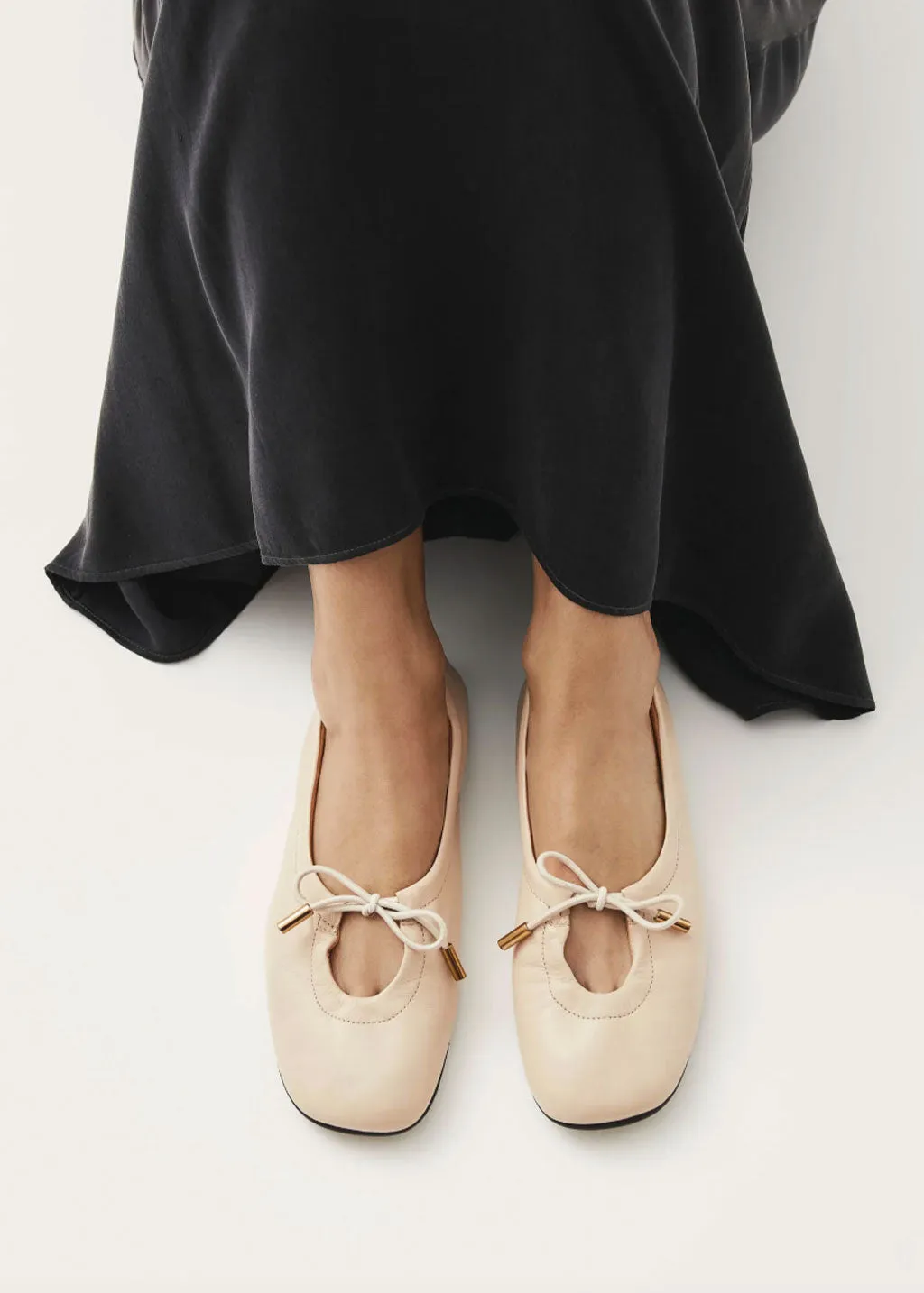 Rosalind Cream Leather Ballet Flats