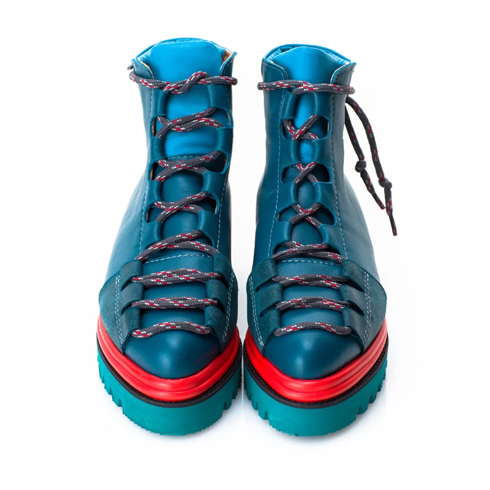 SHR Blue Fall Joy blue  leather booties