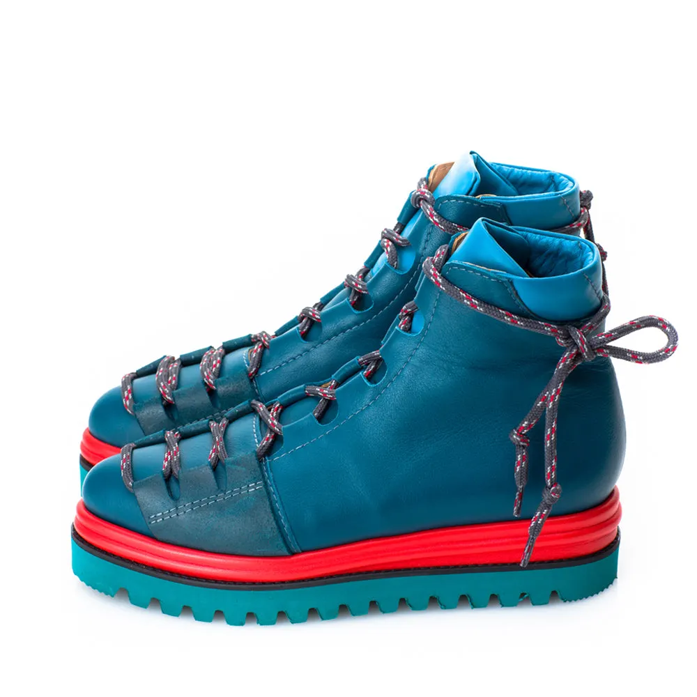 SHR Blue Fall Joy blue  leather booties