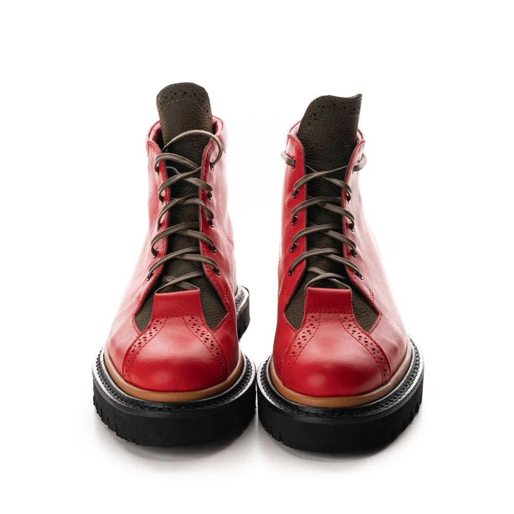 SHR Queen of Hearts red leather booties